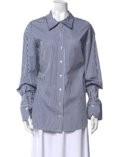 Pre-owned A.l.c Striped Long Sleeve Button-up Top In Multi