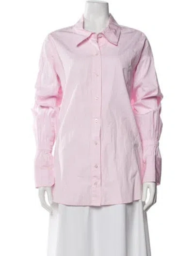 Pre-owned A.l.c Striped Long Sleeve Button-up Top In Pink