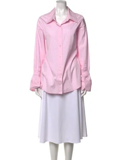 Pre-owned A.l.c Striped Long Sleeve Button-up Top In Pink