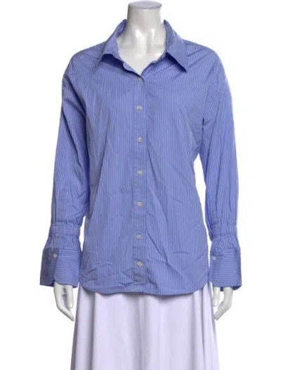 Pre-owned A.l.c Striped Long Sleeve Top In Blue