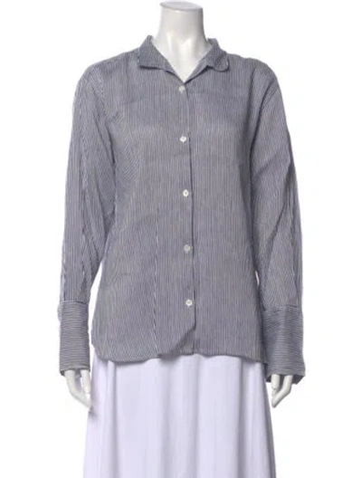 Pre-owned A.l.c Striped Long Sleeve Top In Neutral