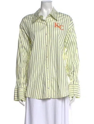 Pre-owned A.l.c Striped Long Sleeve Top In Yellow