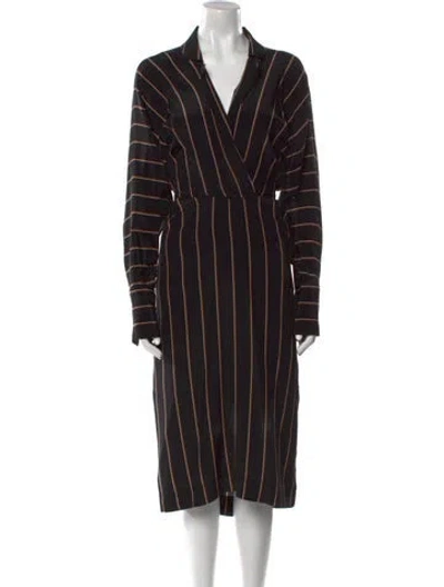 Pre-owned A.l.c Striped Midi Length Dress In Black