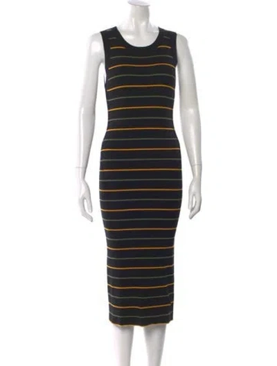 Pre-owned A.l.c Striped Midi Length Dress In Black