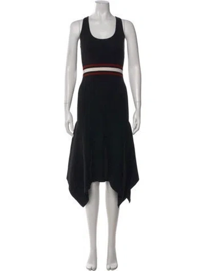 Pre-owned A.l.c Striped Midi Length Dress In Black