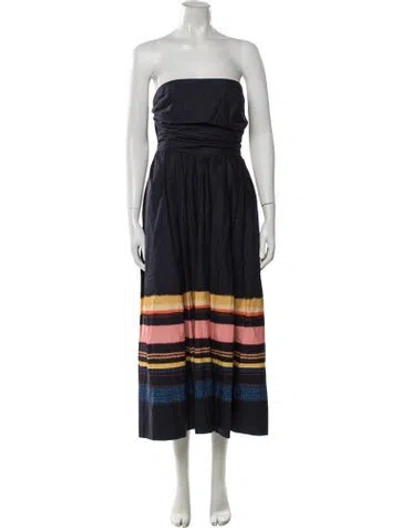 Pre-owned A.l.c Striped Midi Length Dress In Blue