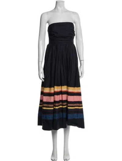Pre-owned A.l.c Striped Midi Length Dress In Blue
