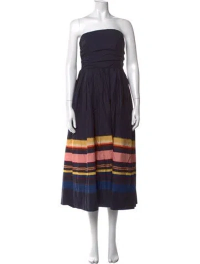 Pre-owned A.l.c Striped Midi Length Dress In Blue