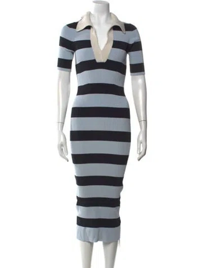 Pre-owned A.l.c Striped Midi Length Dress In Blue