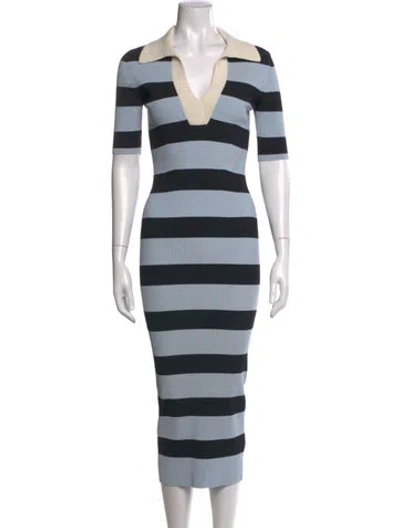 Pre-owned A.l.c Striped Midi Length Dress In Blue
