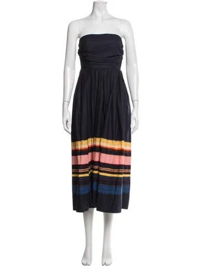 Pre-owned A.l.c Striped Midi Length Dress In Blue