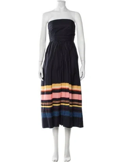 Pre-owned A.l.c Striped Midi Length Dress In Blue