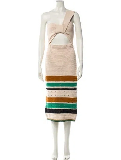 Pre-owned A.l.c Striped Midi Length Dress In Neutral