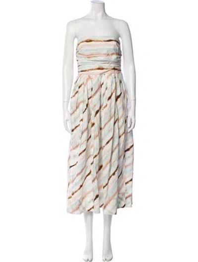 Pre-owned A.l.c Striped Midi Length Dress In White