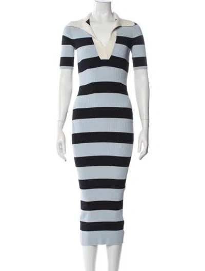 Pre-owned A.l.c Striped Midi Length Dress In White