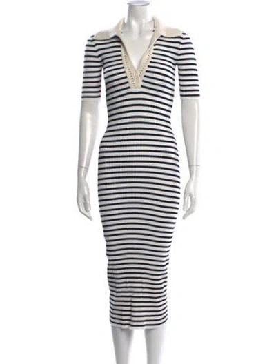 Pre-owned A.l.c Striped Midi Length Dress In White