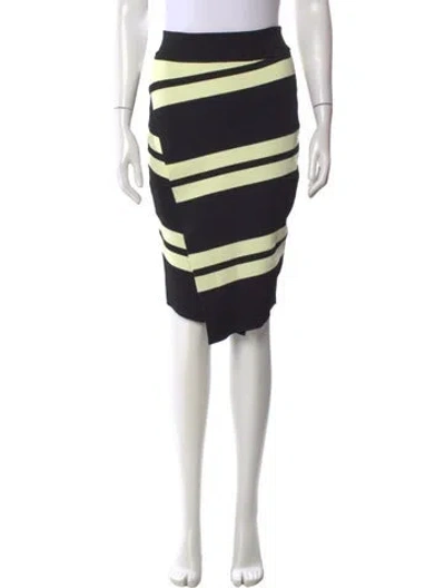 Pre-owned A.l.c Striped Midi Length Skirt In Black