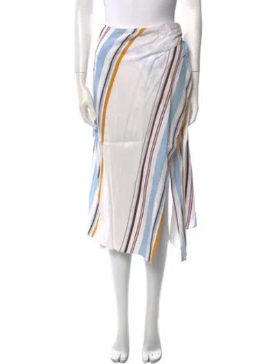 Pre-owned A.l.c Striped Midi Length Skirt In White