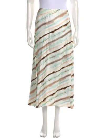 Pre-owned A.l.c Striped Midi Length Skirt In White