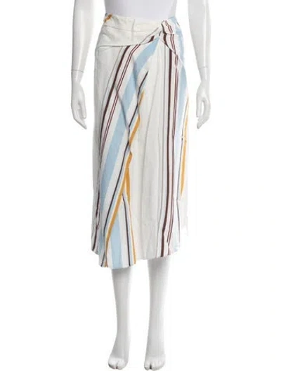 Pre-owned A.l.c Striped Midi Length Skirt In White