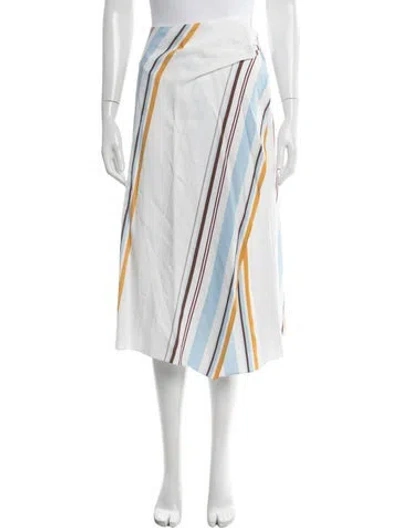 Pre-owned A.l.c Striped Midi Length Skirt In White