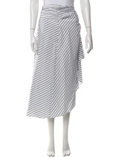 Pre-owned A.l.c Striped Midi Length Skirt In White