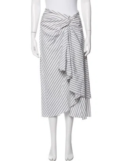 Pre-owned A.l.c Striped Midi Length Skirt In White