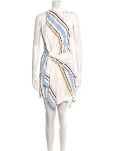Pre-owned A.l.c Striped Mini Dress In White