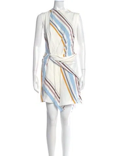 Pre-owned A.l.c Striped Mini Dress In White
