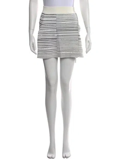 Pre-owned A.l.c Striped Mini Skirt In White