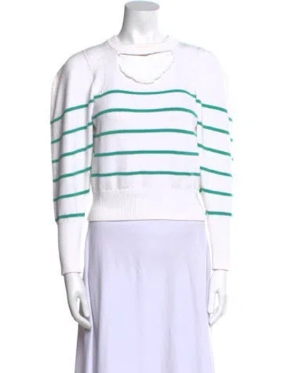 Pre-owned A.l.c Striped Mock Neck Crop Top In White