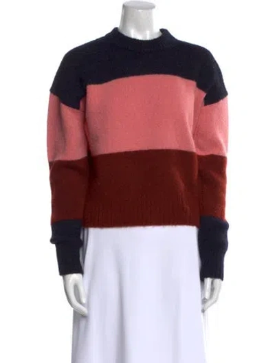 Pre-owned A.l.c Striped Mock Neck Sweater In Brown