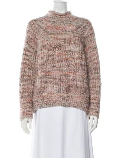 Pre-owned A.l.c Striped Mock Neck Sweater In Brown