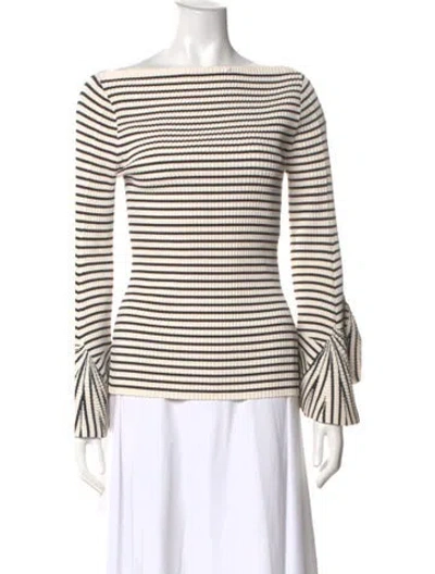 Pre-owned A.l.c Striped Off-the-shoulder Top W/ Tags In Neutral