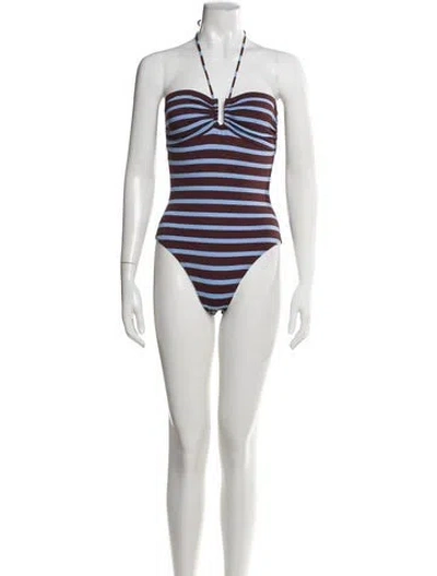 Pre-owned A.l.c Striped One-piece W/ Tags In White