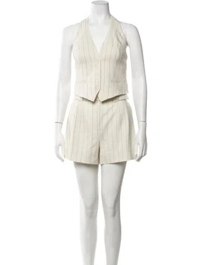 Pre-owned A.l.c Striped Pantsuit W/ Tags In White