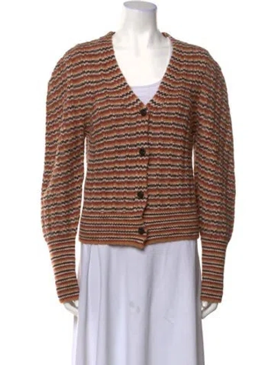 Pre-owned A.l.c Striped Plunge Neckline Sweater In Brown