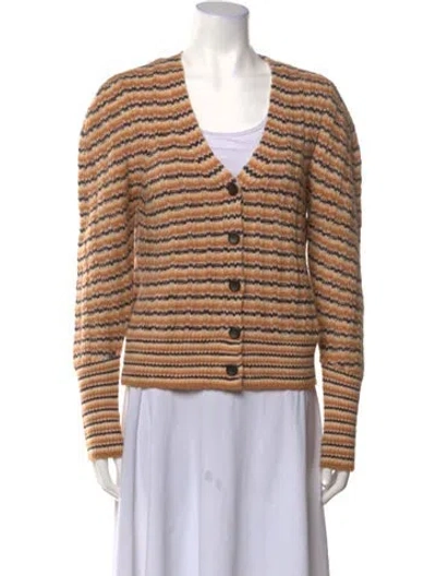 Pre-owned A.l.c Striped Plunge Neckline Sweater In Brown
