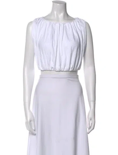 Pre-owned A.l.c Striped Scoop Neck Crop Top In White