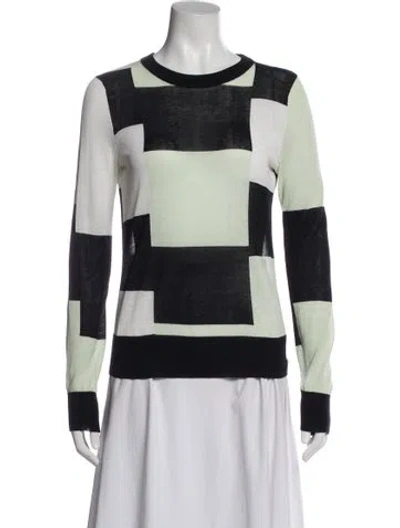 Pre-owned A.l.c Striped Scoop Neck Sweater In Black