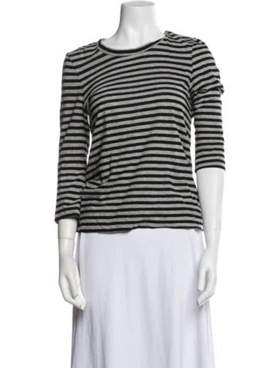 Pre-owned A.l.c Striped Scoop Neck Sweater In Blue