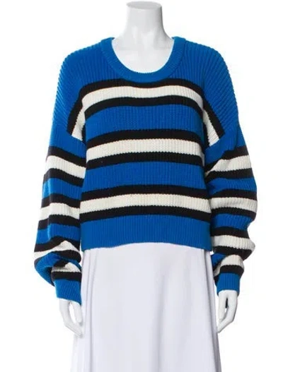 Pre-owned A.l.c Striped Scoop Neck Sweater In Blue
