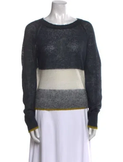 Pre-owned A.l.c Striped Scoop Neck Sweater In Gray