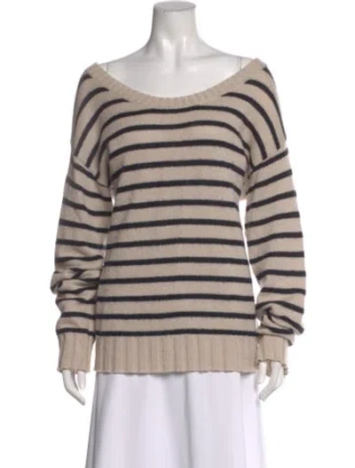 Pre-owned A.l.c Striped Scoop Neck Sweater In Neutral