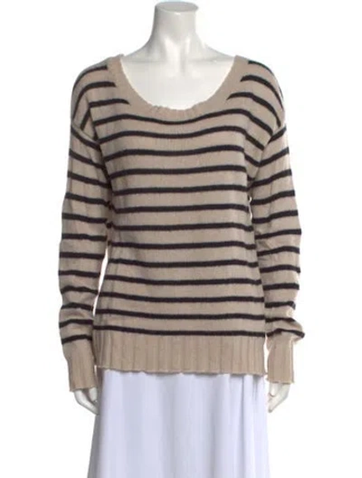 Pre-owned A.l.c Striped Scoop Neck Sweater In Neutral