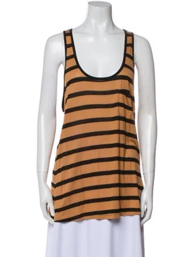 Pre-owned A.l.c Striped Scoop Neck Top In Brown