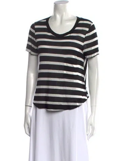 Pre-owned A.l.c Striped Scoop Neck T-shirt In Black