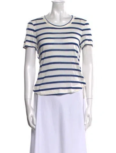 Pre-owned A.l.c Striped Scoop Neck T-shirt In White
