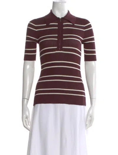 Pre-owned A.l.c Striped Short Sleeve Polo In Multi