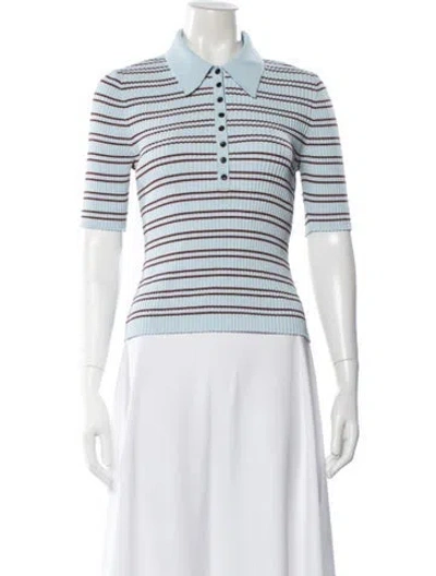 Pre-owned A.l.c Striped Short Sleeve Polo In Multi